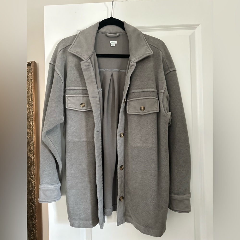 Aerie Gray Button Oversized Jacket | S